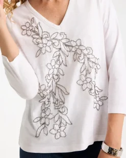 Cotton Slub Lace Applique Tee
