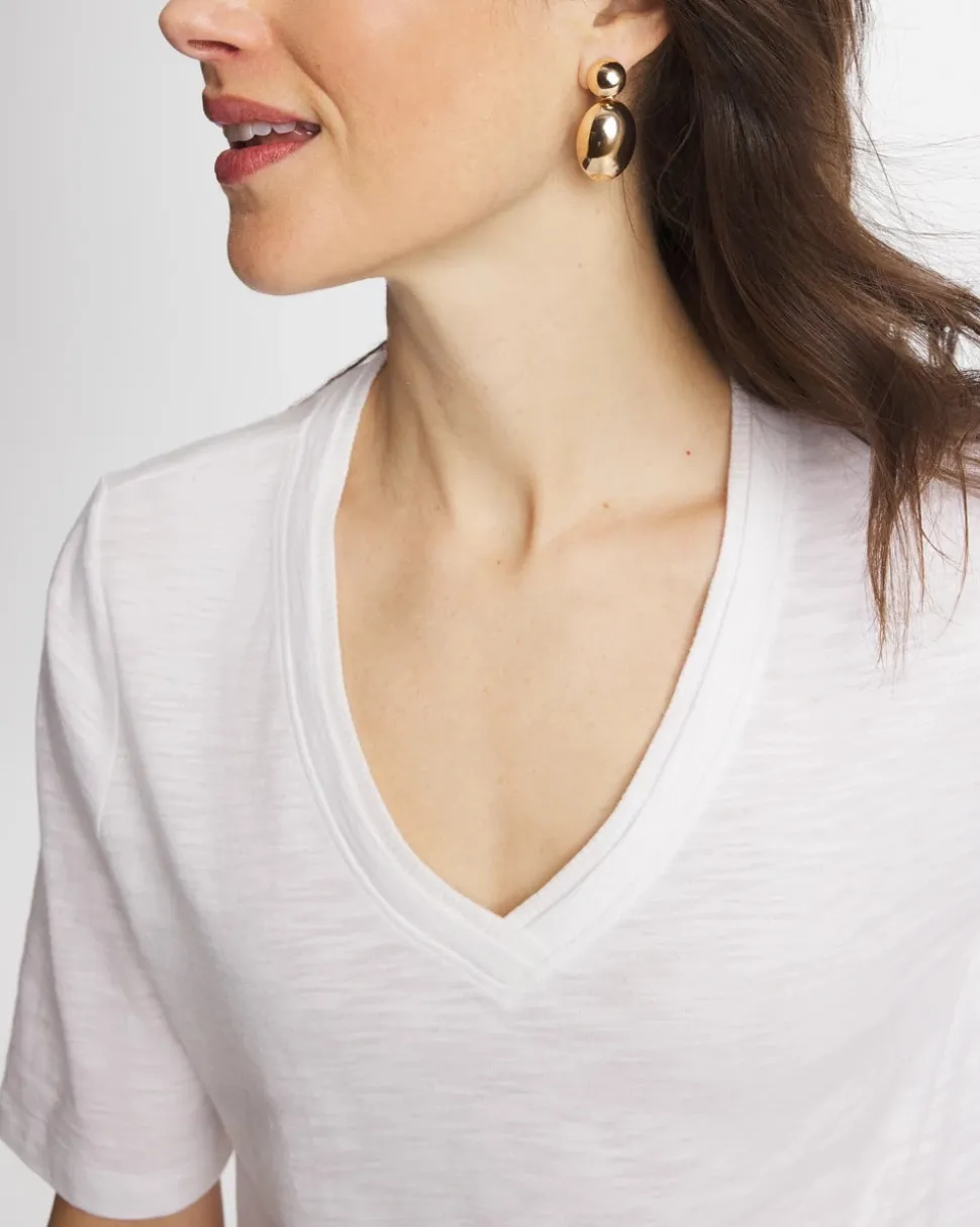 Cotton Slub V-Neck Tee