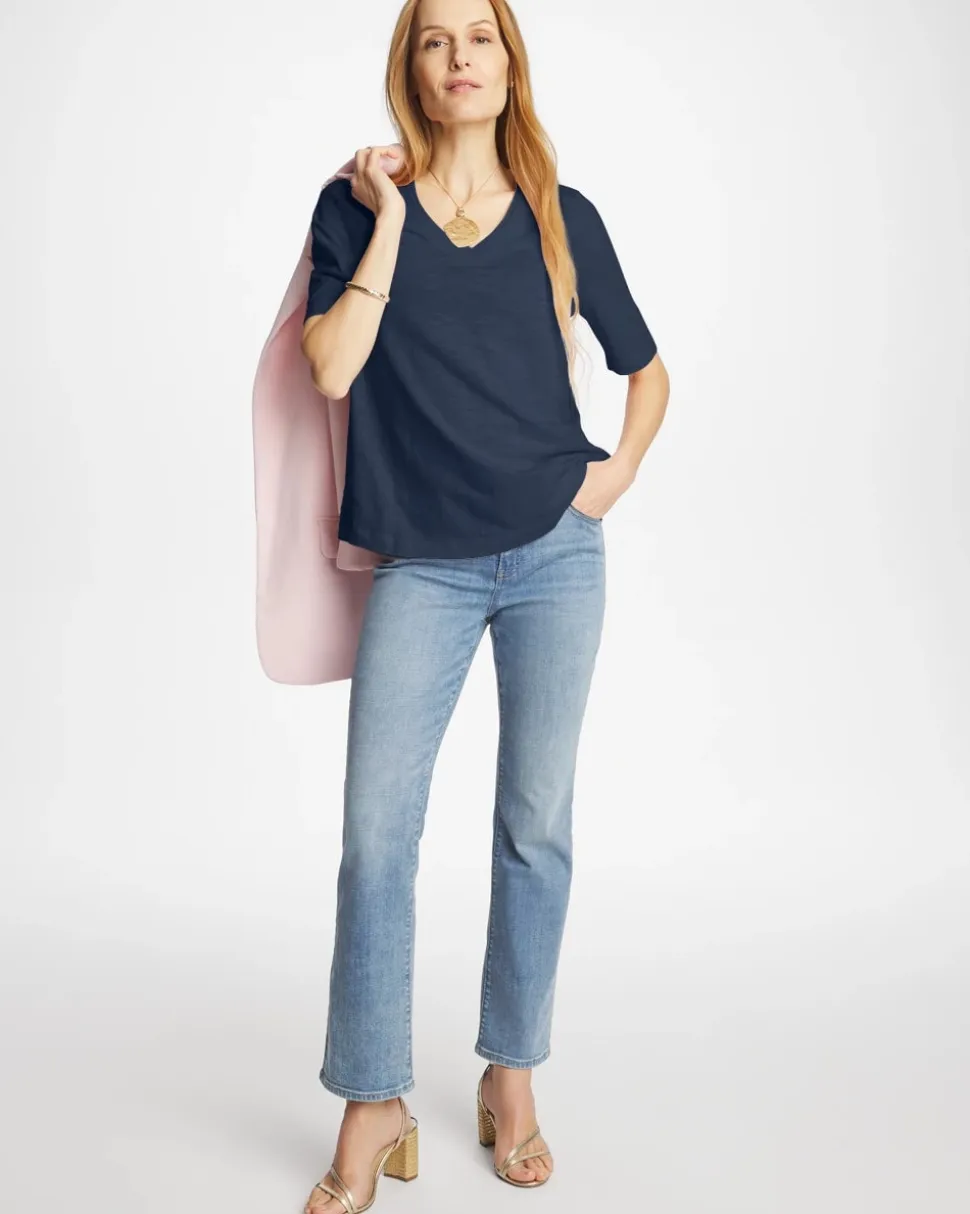 Cotton Slub V-Neck Tee