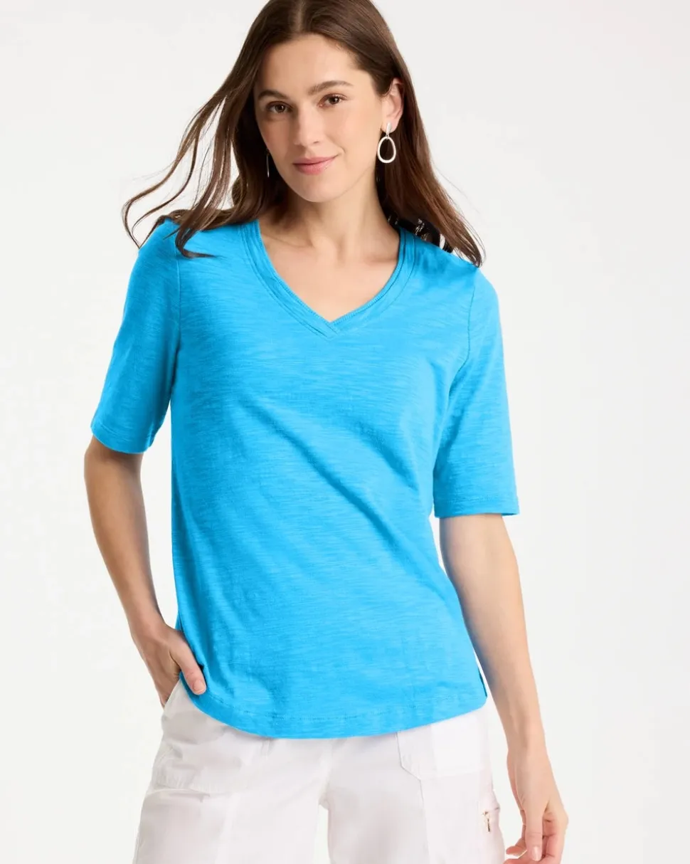 Cotton Slub V-Neck Tee
