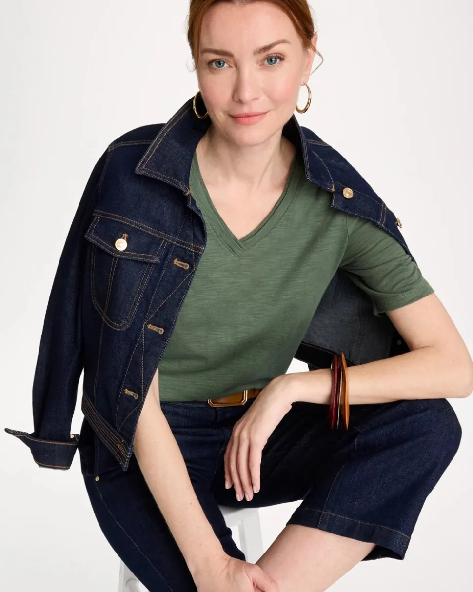 Cotton Slub V-Neck Tee