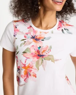Cotton Stretch Ethereal Floral Cap Sleeve Tee