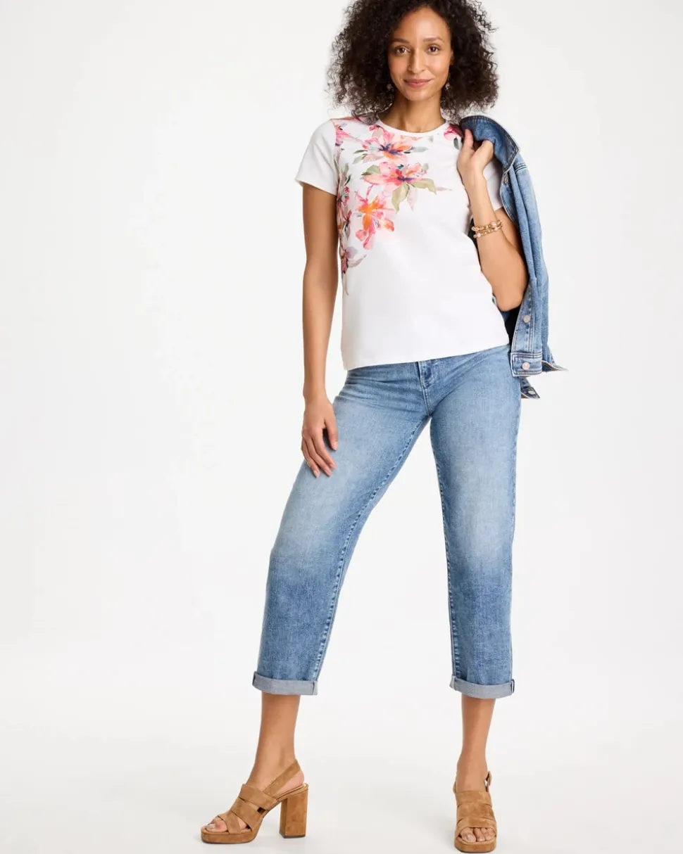 Cotton Stretch Ethereal Floral Cap Sleeve Tee