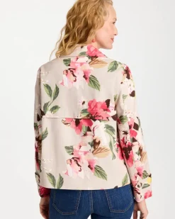 Cotton-Stretch Floral Trench Coat