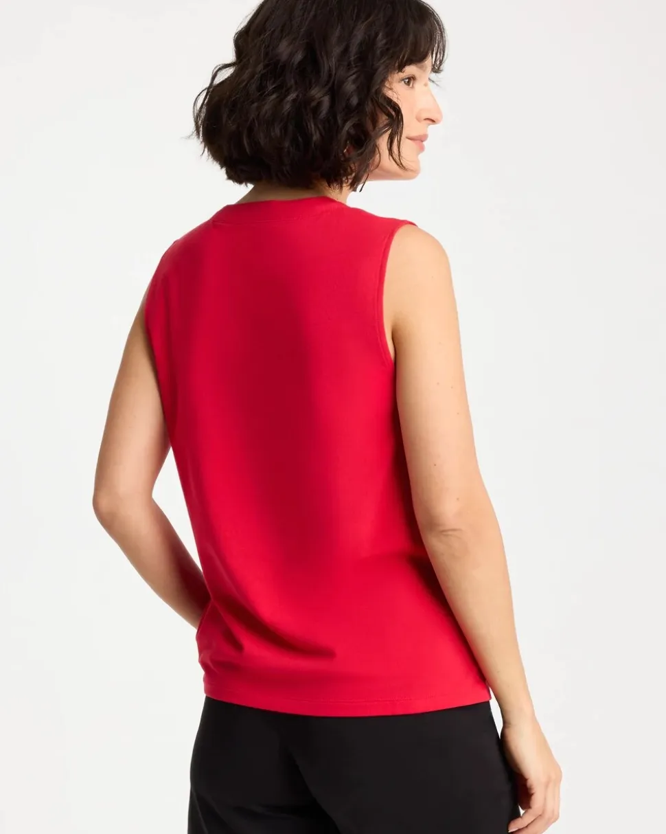 Cotton-Stretch Notch Neck Tank