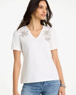 Cotton Stretch Palm Sequin Tee