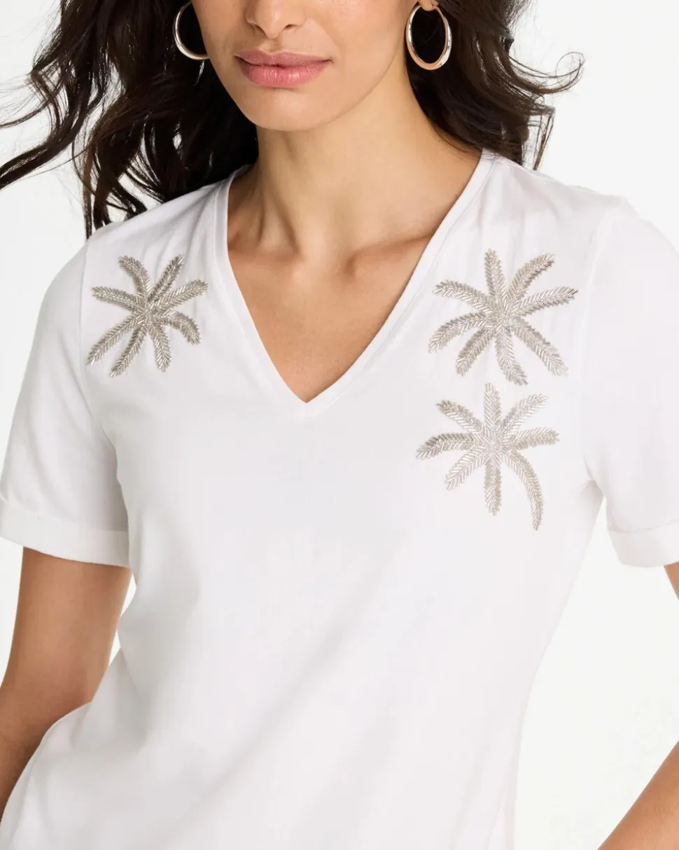 Cotton Stretch Palm Sequin Tee