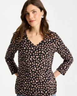 Cotton Stretch 3/4 Sleeve Polka Dot Tee