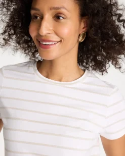 Cotton Stretch Striped Cap Sleeve Tee