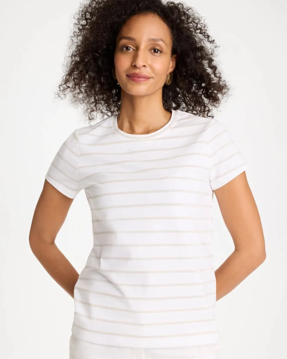 Cotton Stretch Striped Cap Sleeve Tee