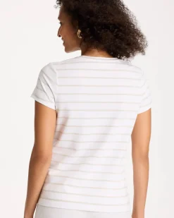 Cotton Stretch Striped Cap Sleeve Tee