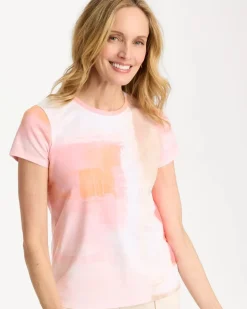 Cotton Stretch Watercolor Cap Sleeve Tee
