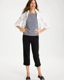 Cotton Striped Button Tee