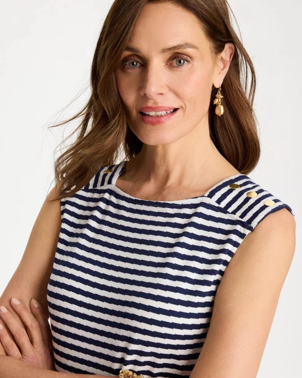 Cotton Striped Button Tee