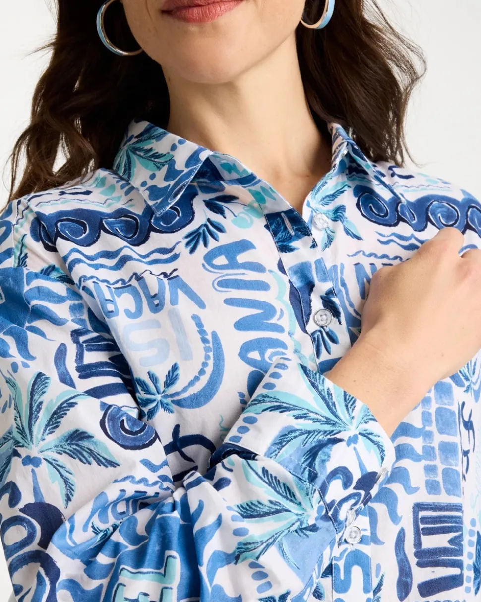 Cotton Voile Collared Beach Shirt