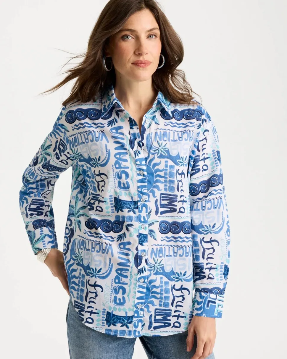 Cotton Voile Collared Beach Shirt