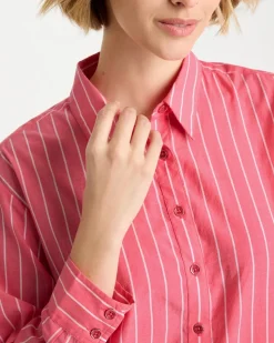 Cotton Voile Collared Striped Shirt
