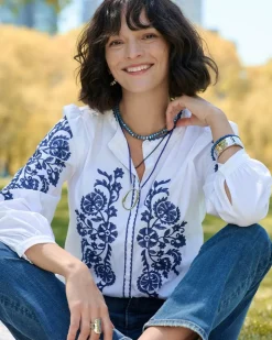 Cotton Voile Embroidered Blouse