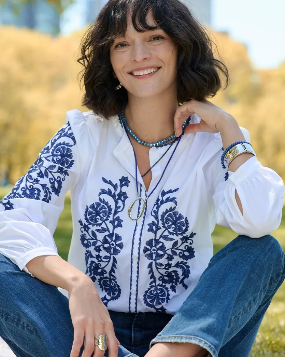 Cotton Voile Embroidered Blouse
