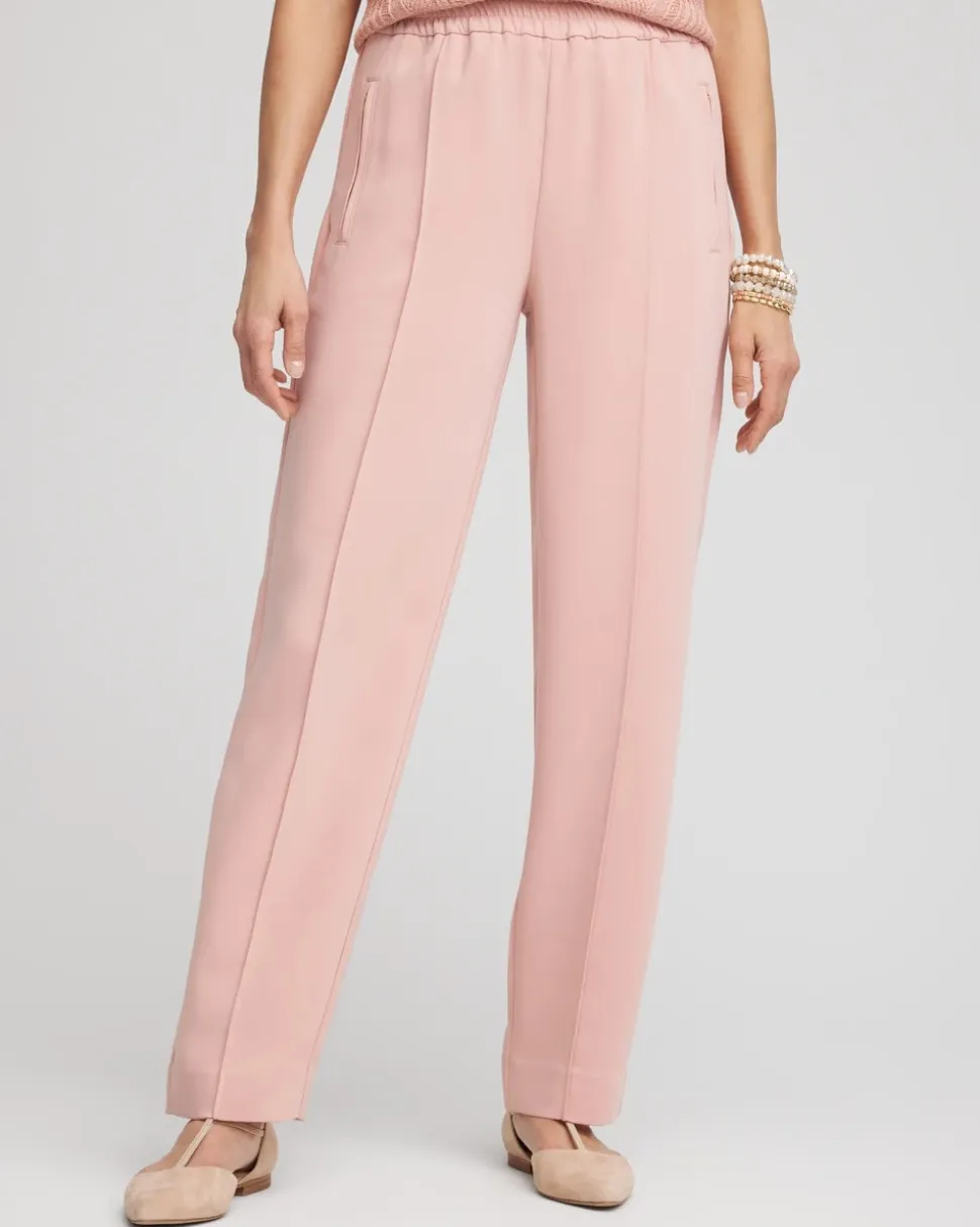 Crepe Side-Zip Tapered Ankle Pants