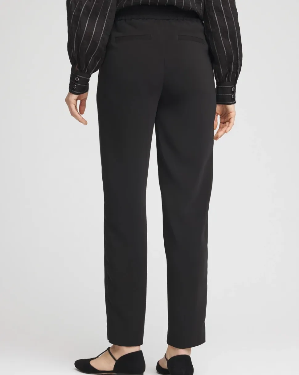 Crepe Side-Zip Tapered Ankle Pants