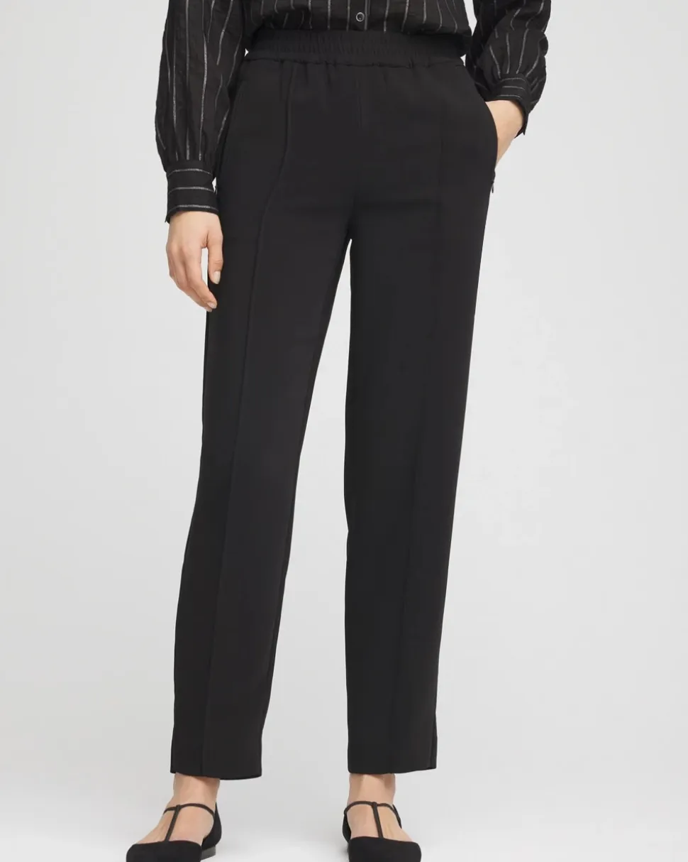 Crepe Side-Zip Tapered Ankle Pants