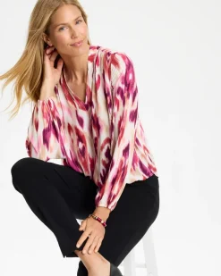 Crepe Sunset Long Sleeve Blouse