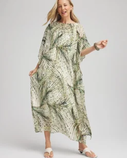 Crinkle-Chiffon Kaftan Dress