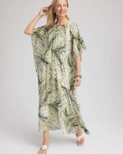 Crinkle-Chiffon Kaftan Dress