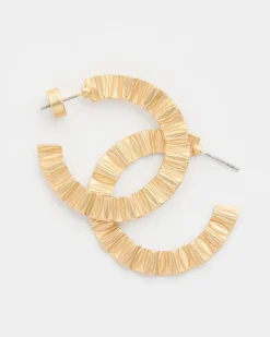 Crinkled Goldtone Hoop Earrings