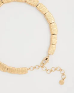 Crinkle Goldtone Collar Necklace