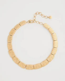 Crinkle Goldtone Collar Necklace