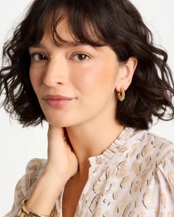 Crinkle Goldtone Hoop Earrings