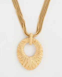 Crinkle Goldtone Pendant Necklace