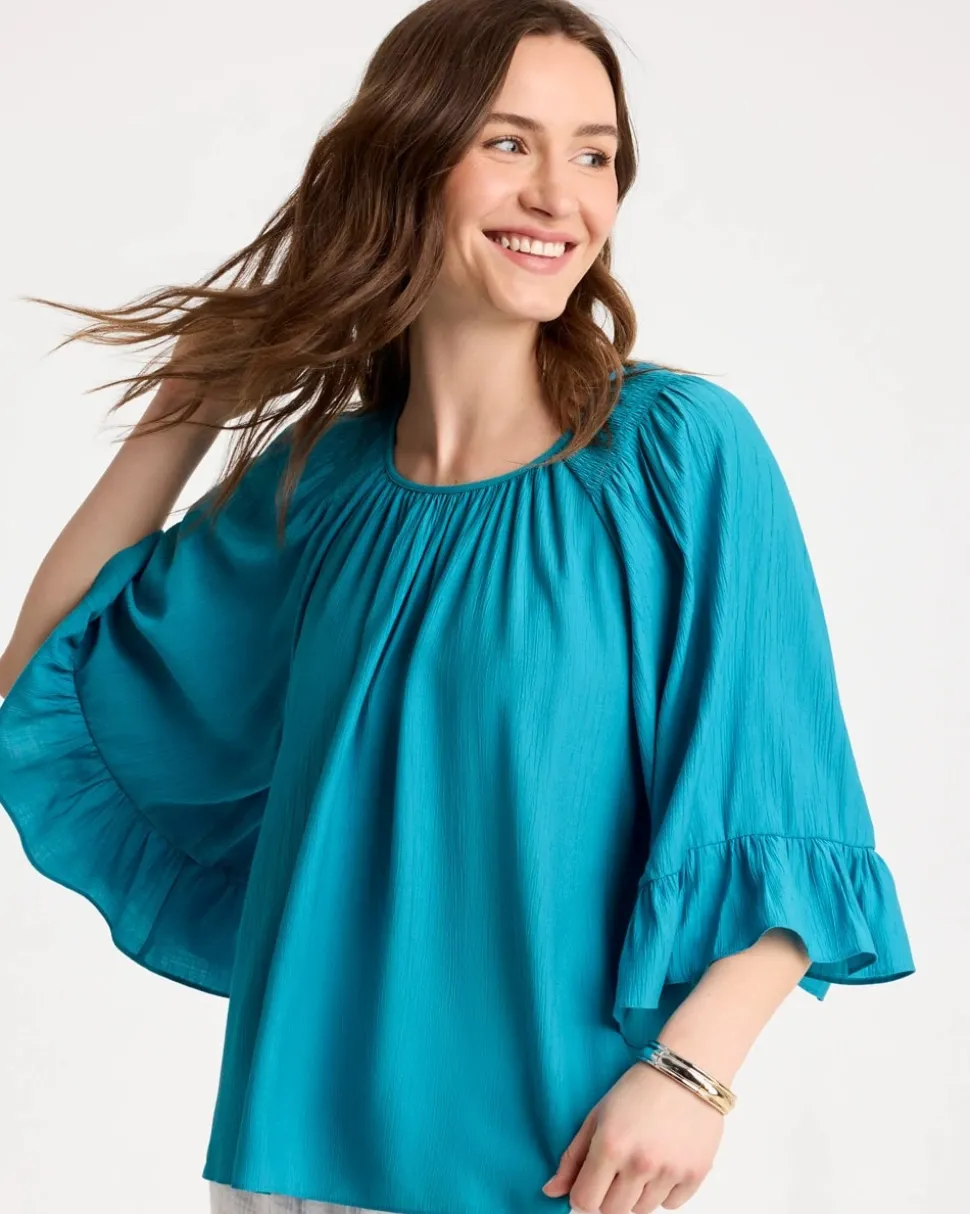 Crinkle Satin Swing Blouse