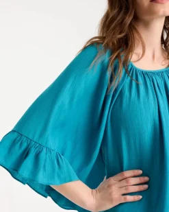 Crinkle Satin Swing Blouse