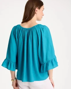 Crinkle Satin Swing Blouse