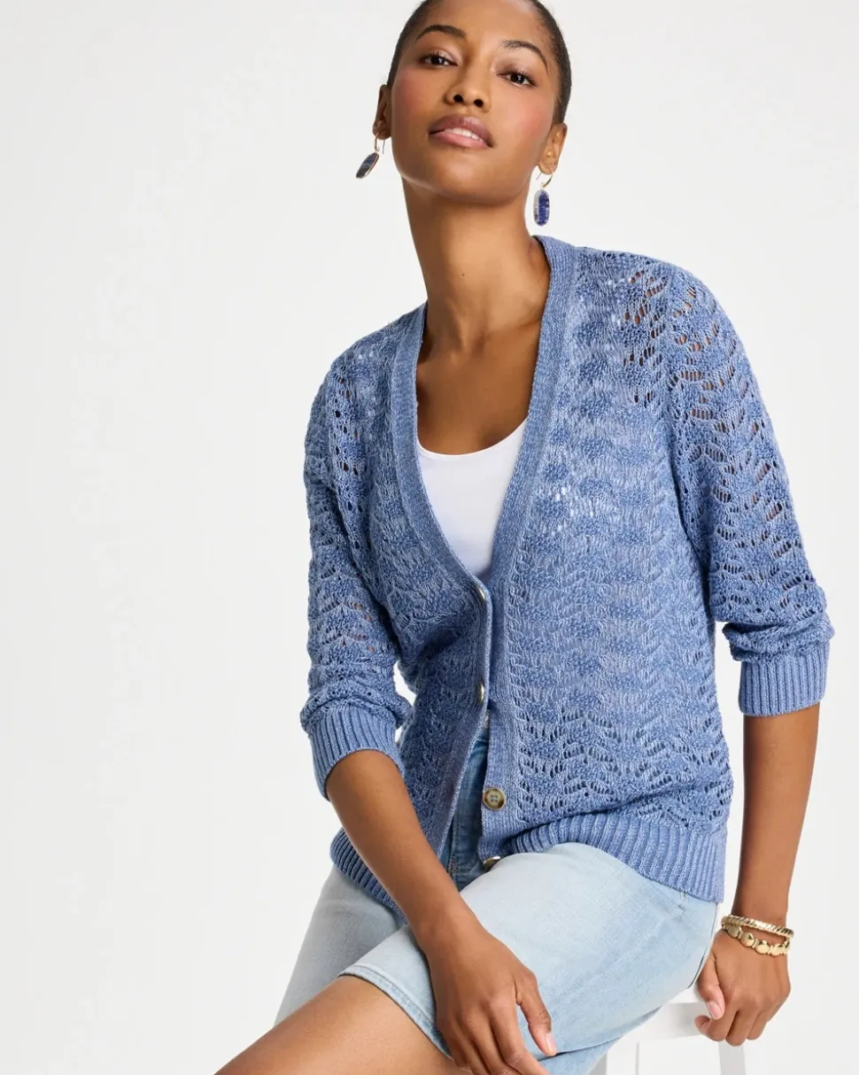 Crochet Knit Pointelle Cardigan