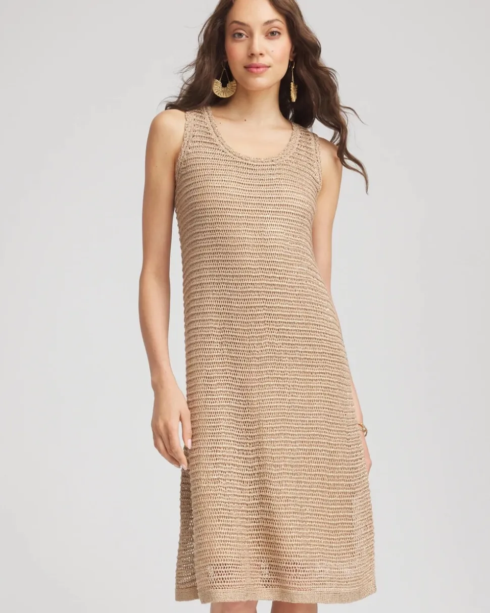 Crochet-Knit Sequins Tank Dress