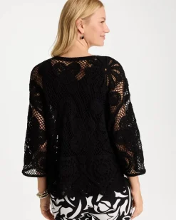 Crochet Lace Sequin Short Kimono