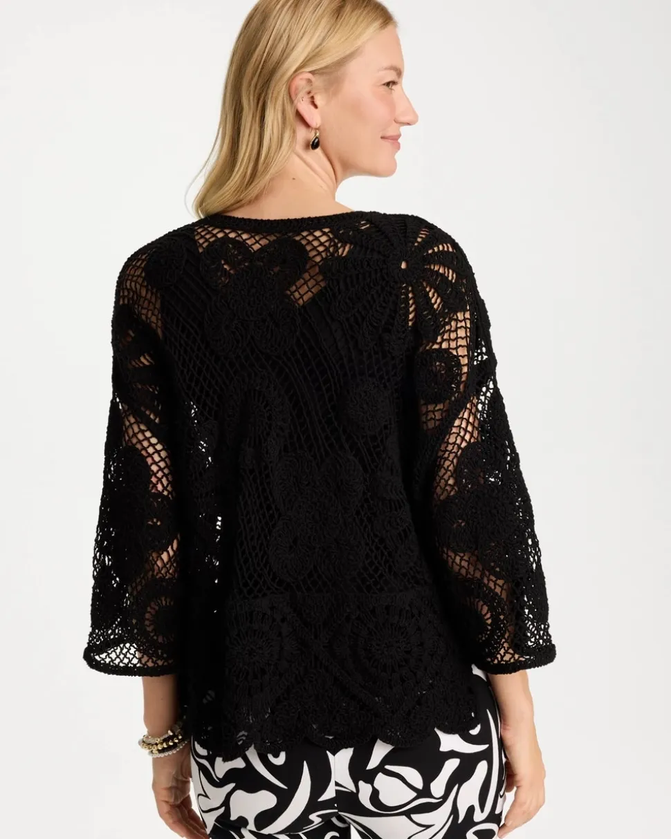 Crochet Lace Sequin Short Kimono