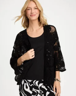 Crochet Lace Sequin Short Kimono