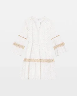 Crochet-Lace Trim Popover Dress