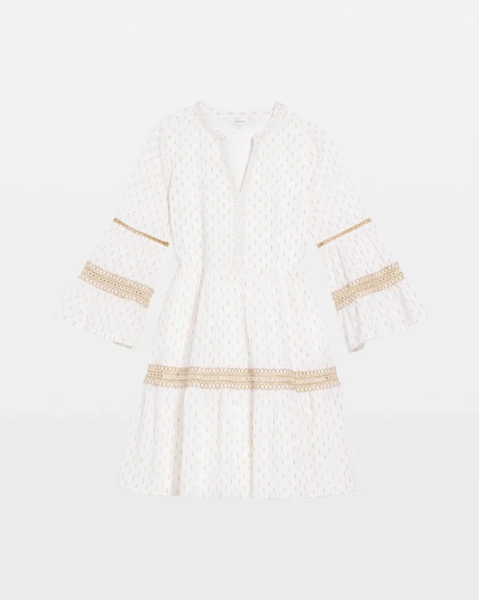 Crochet-Lace Trim Popover Dress
