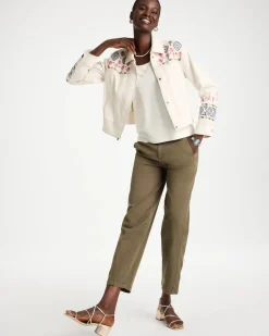 Cropped Embroidered Denim Jacket