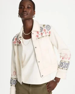 Cropped Embroidered Denim Jacket