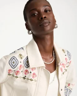 Cropped Embroidered Denim Jacket