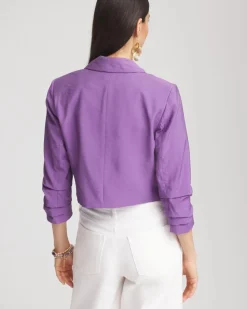 Cropped Ruched Sleeve Blazer