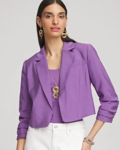 Cropped Ruched Sleeve Blazer