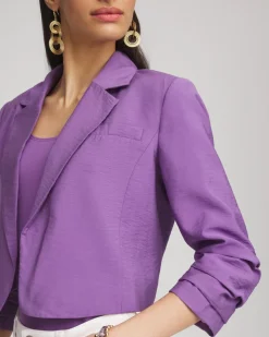 Cropped Ruched Sleeve Blazer